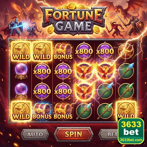 Imagem do jogo de slots Fortune na 3633bet, destacando símbolos e prêmios emocionantes.